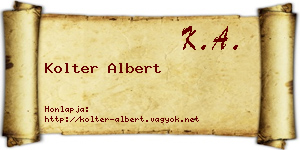 Kolter Albert névjegykártya