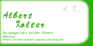 albert kolter business card